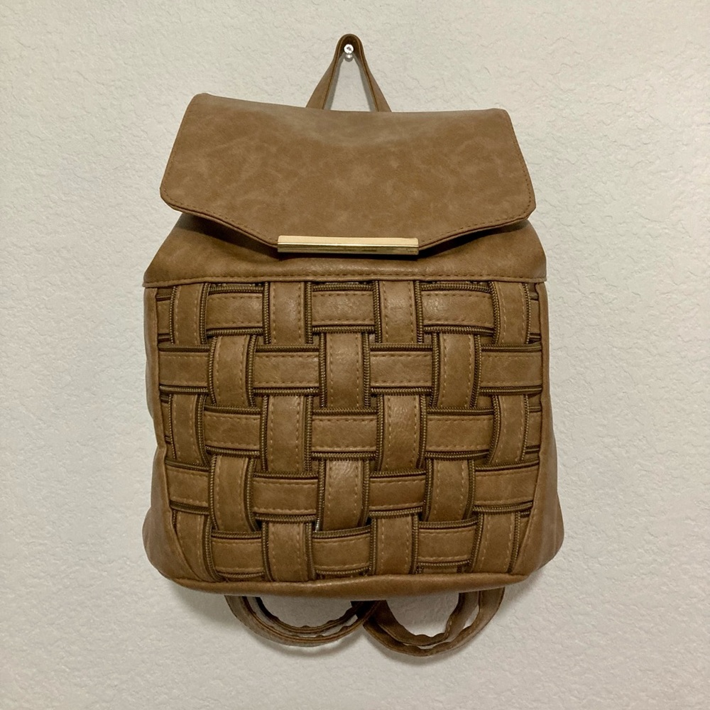 Okpta Woven Chestnut Brown Leather Backpack